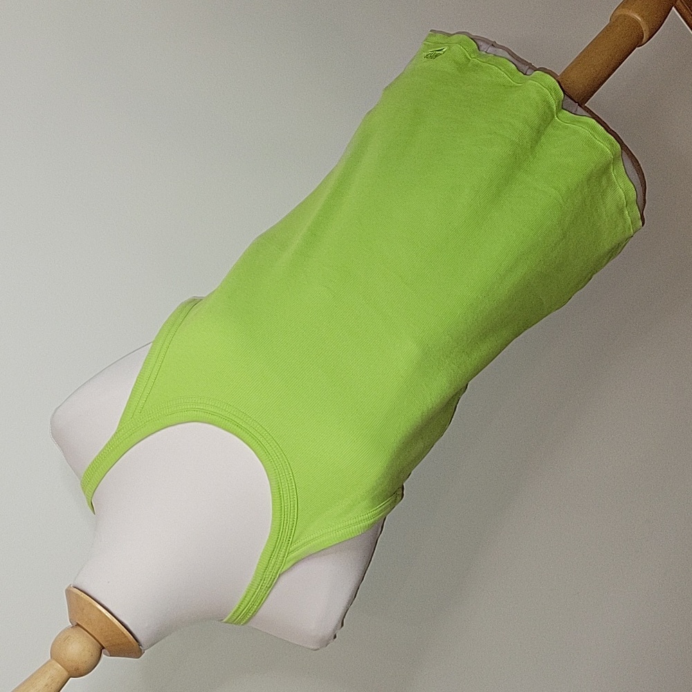 Nike neon lime green ribbed tank top with built in sports bra womens size XL